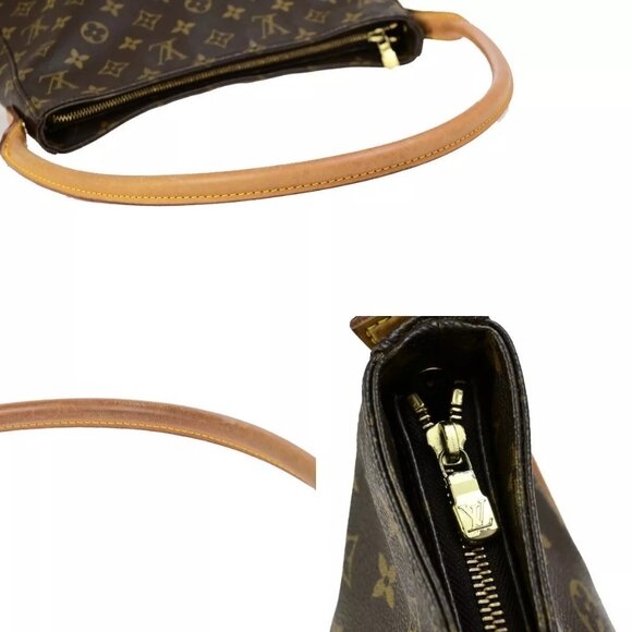 LOUIS VUITTON Logo Looping GM Shoulder Bag Monogram Leather Brown M51145 89ED212 - Picture 8 of 14